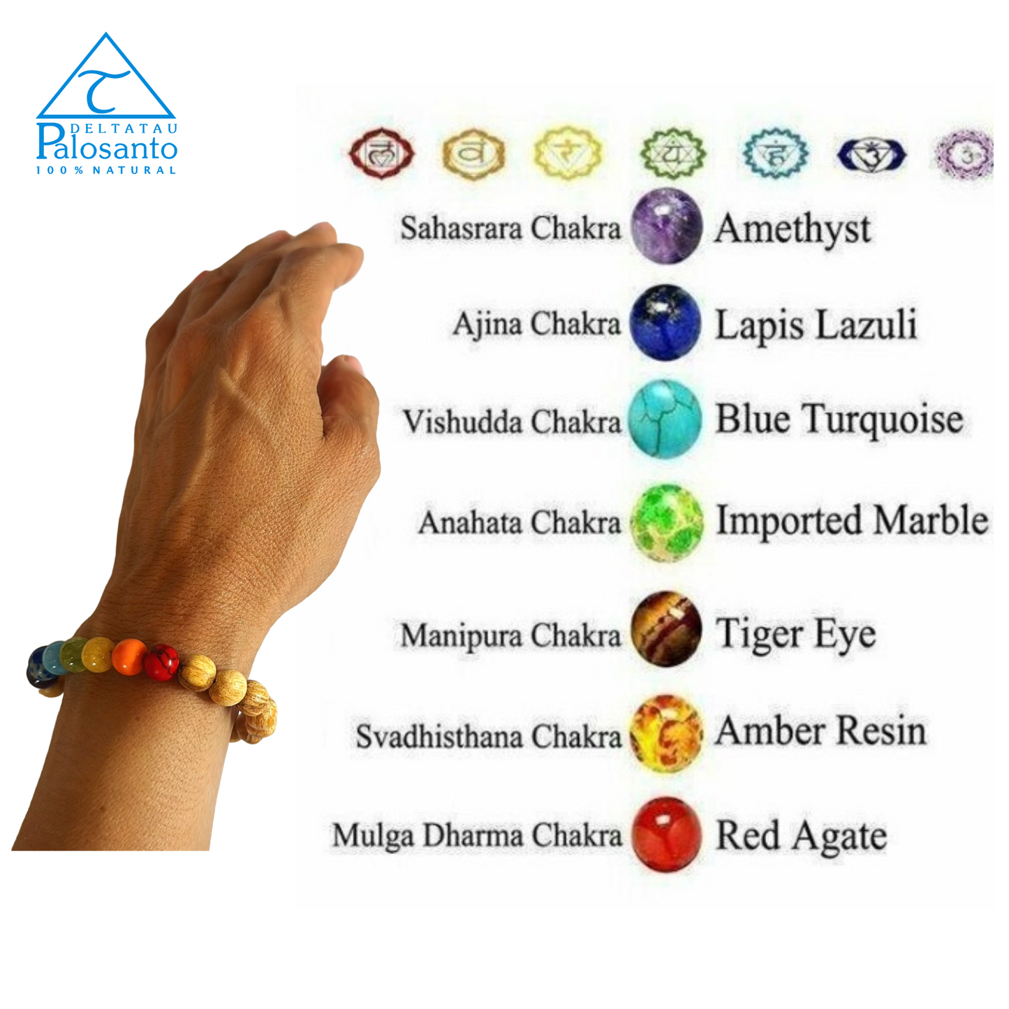 Palo Santo 7 Chakra Bracelet