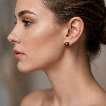 Aretes de Tagua Natural | marrón | Palo Santo DeltaTau