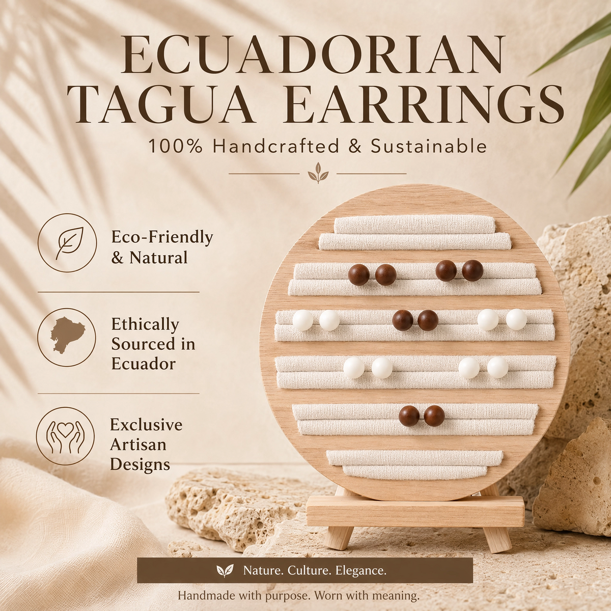 Aretes de Tagua Natural | tipos | Palo Santo DeltaTau