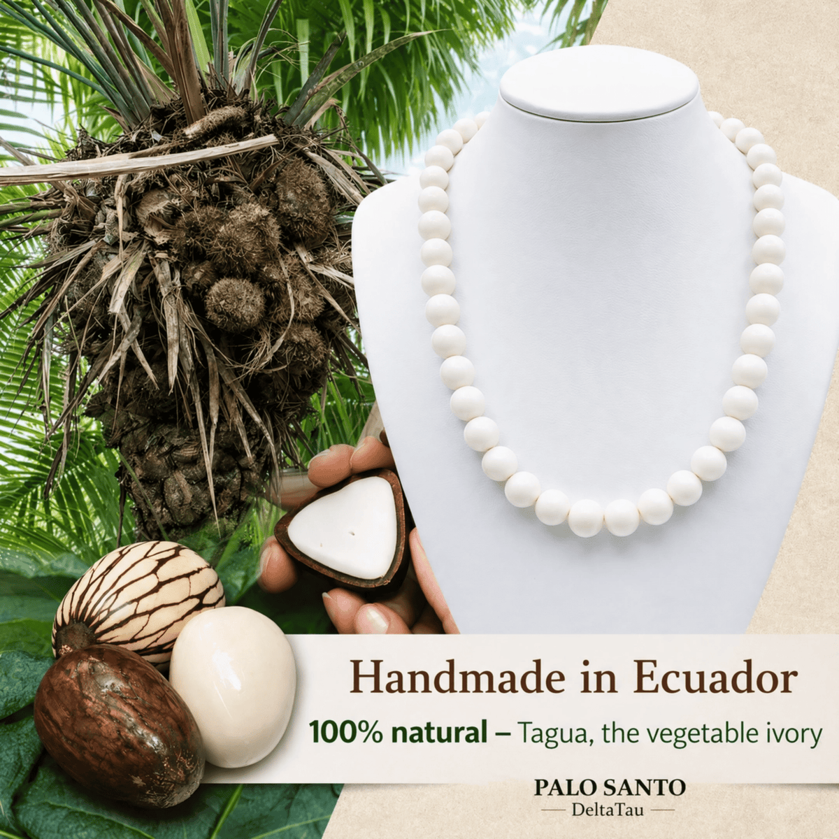 Collar de tagua artesanal blanco | Características