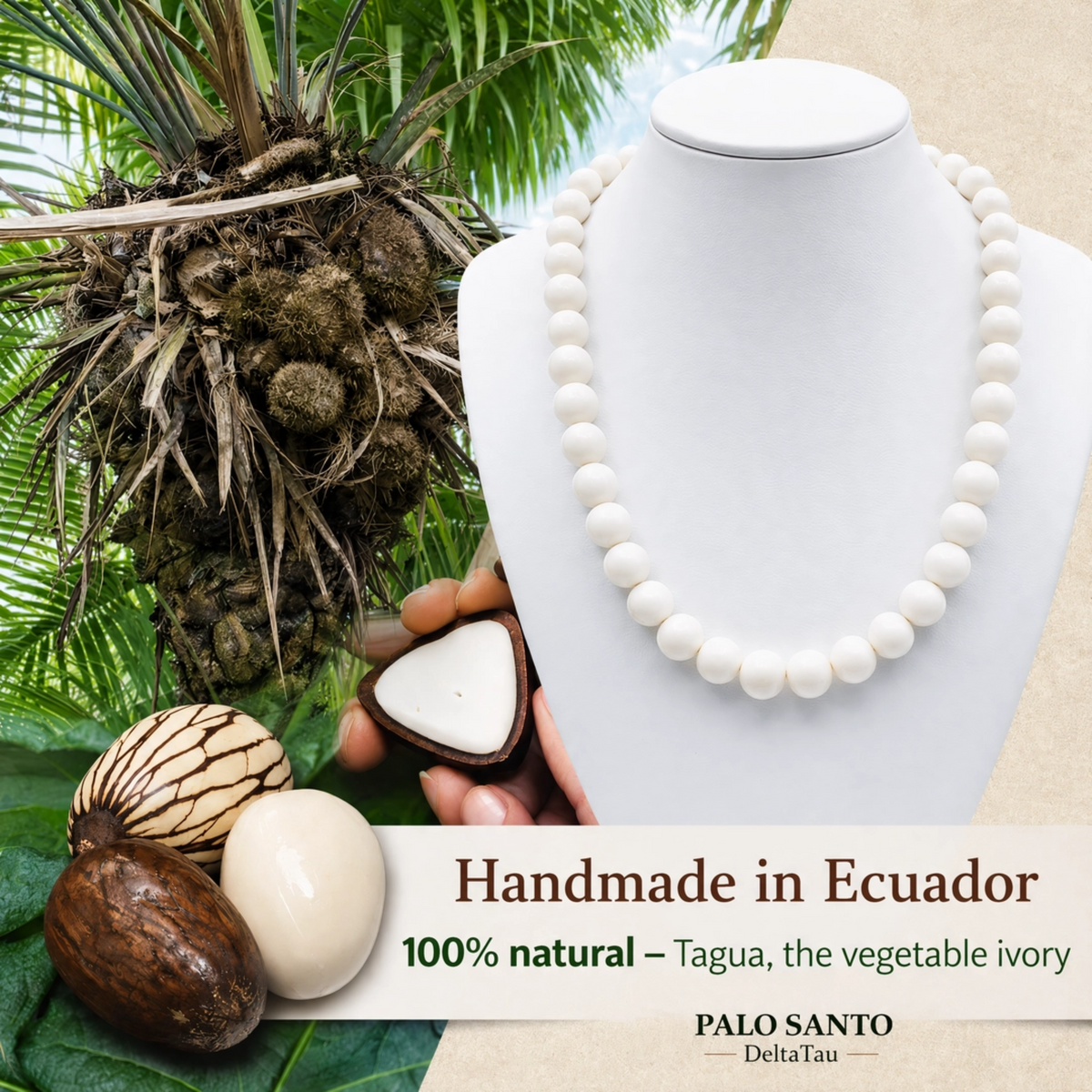Collar de tagua artesanal blanco | Características