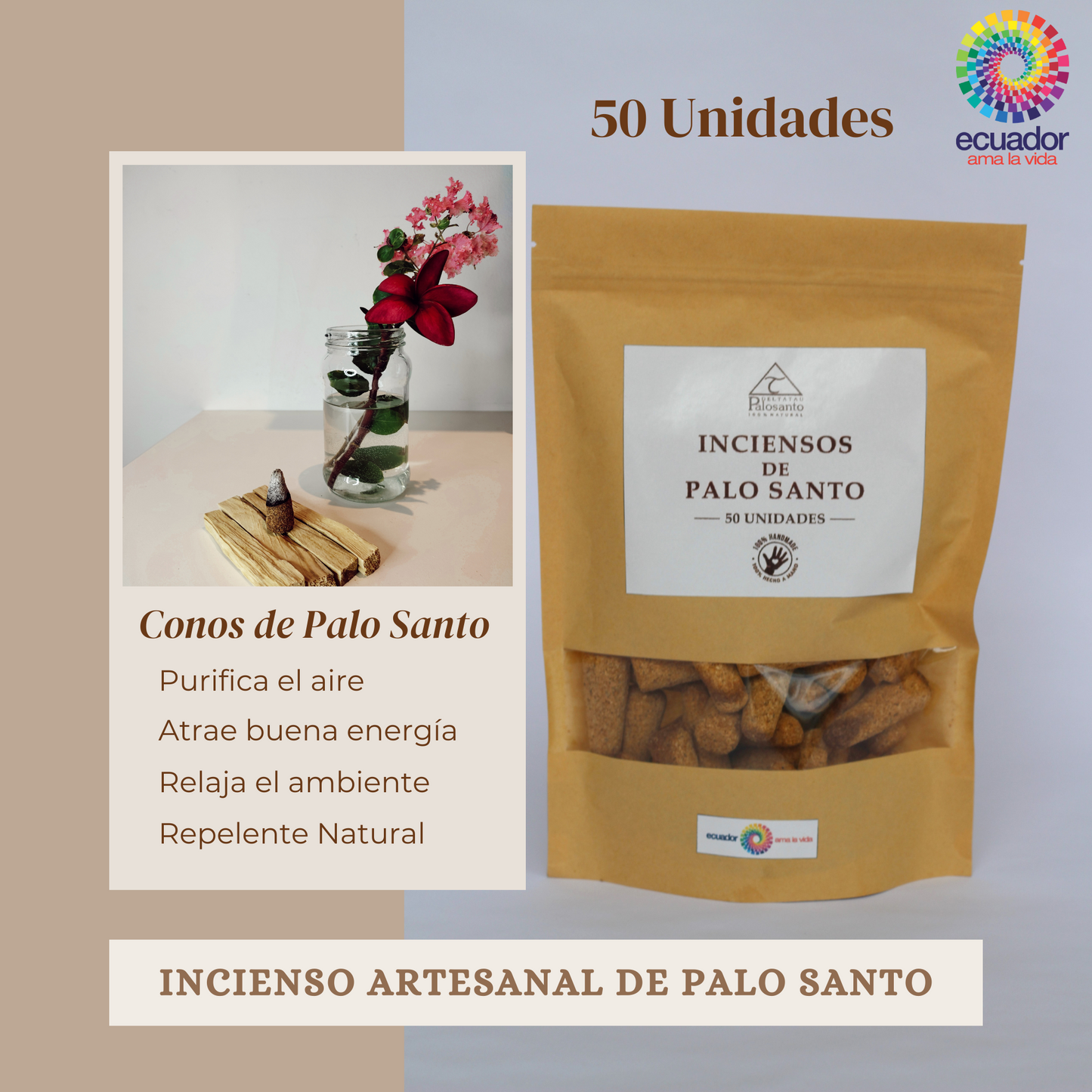 100% Natural Palo Santo Incense.