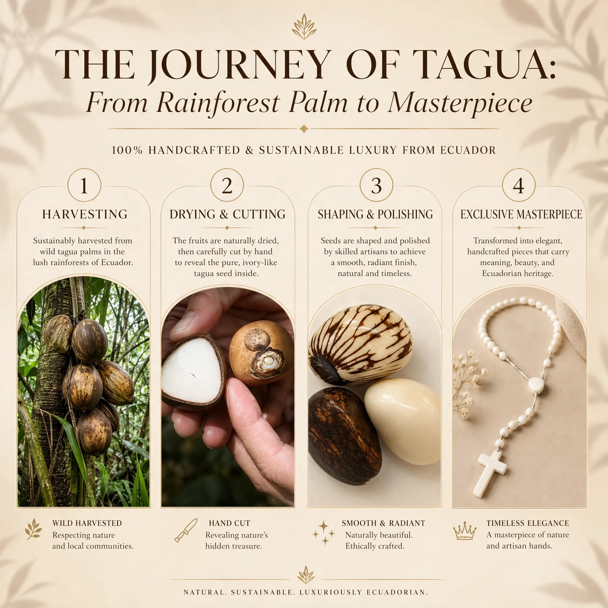 Handcrafted Tagua Rosary | Palo Santo DeltaTau